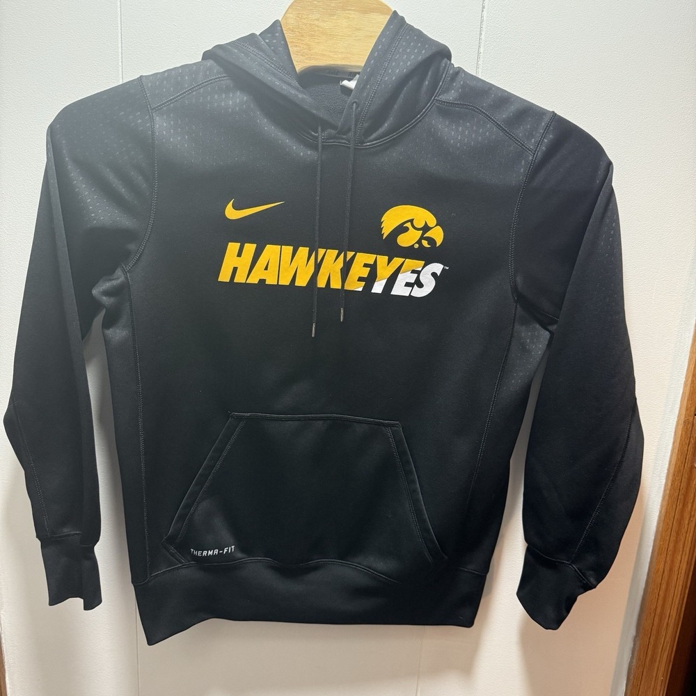 Nike Iowa Hawkeyes Performance Black Pullover Hoodie Sweatshirt Mens Size Medium